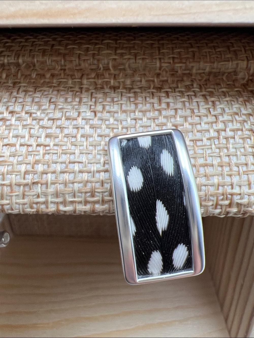 Brackish Blackwood Village Guinea Feathers Silver Rectangular Stud Earrings - Picture 17 of 17